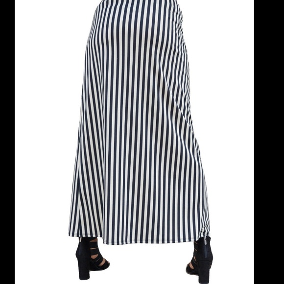 Striped Cream and Black Striped Maxi Skirt - Picture 4 of 5
